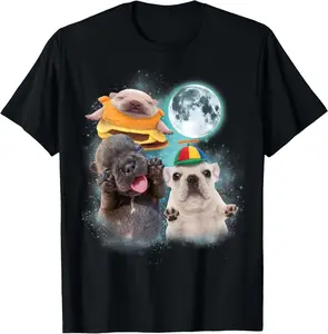 100% Cotton Three Pibble Moon Funny Pibble Meme for Men Women T-Shirt