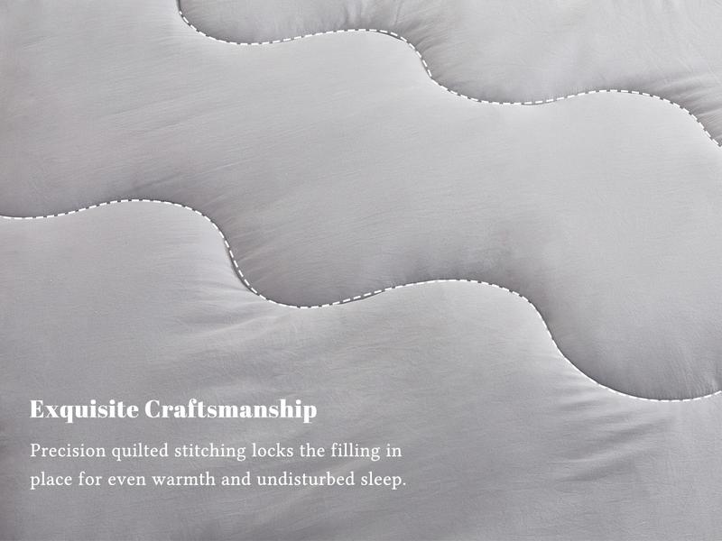 【BEDLORE】Wave Quilted Comforter Duvet Insert, Soft Down Alternative with Corner Tabs, All-Season Comforter, Machine Washable for Bedroom Use