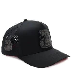 Ranchero Chido Cascabel Rojo 804 Hydro Hat - Black & Red Tear-Drop material with Bold Cascabel Rattlesnake Badge