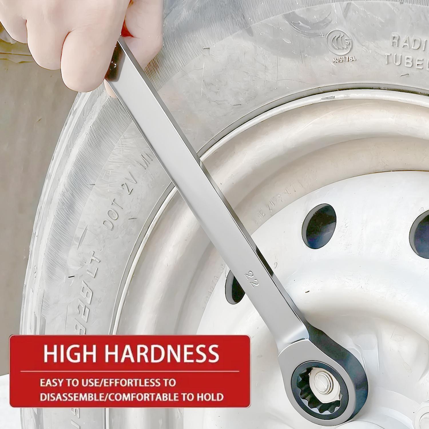 12PCS 72 Teeth Ratcheting Wrench Set Double Box End Flex Head with Gray Nickel Coated Ratchet Wrench Set with Organizer, 12 Point 4° Swing Arc, CR-V Steel, for Home Daily Use, Gift for Man