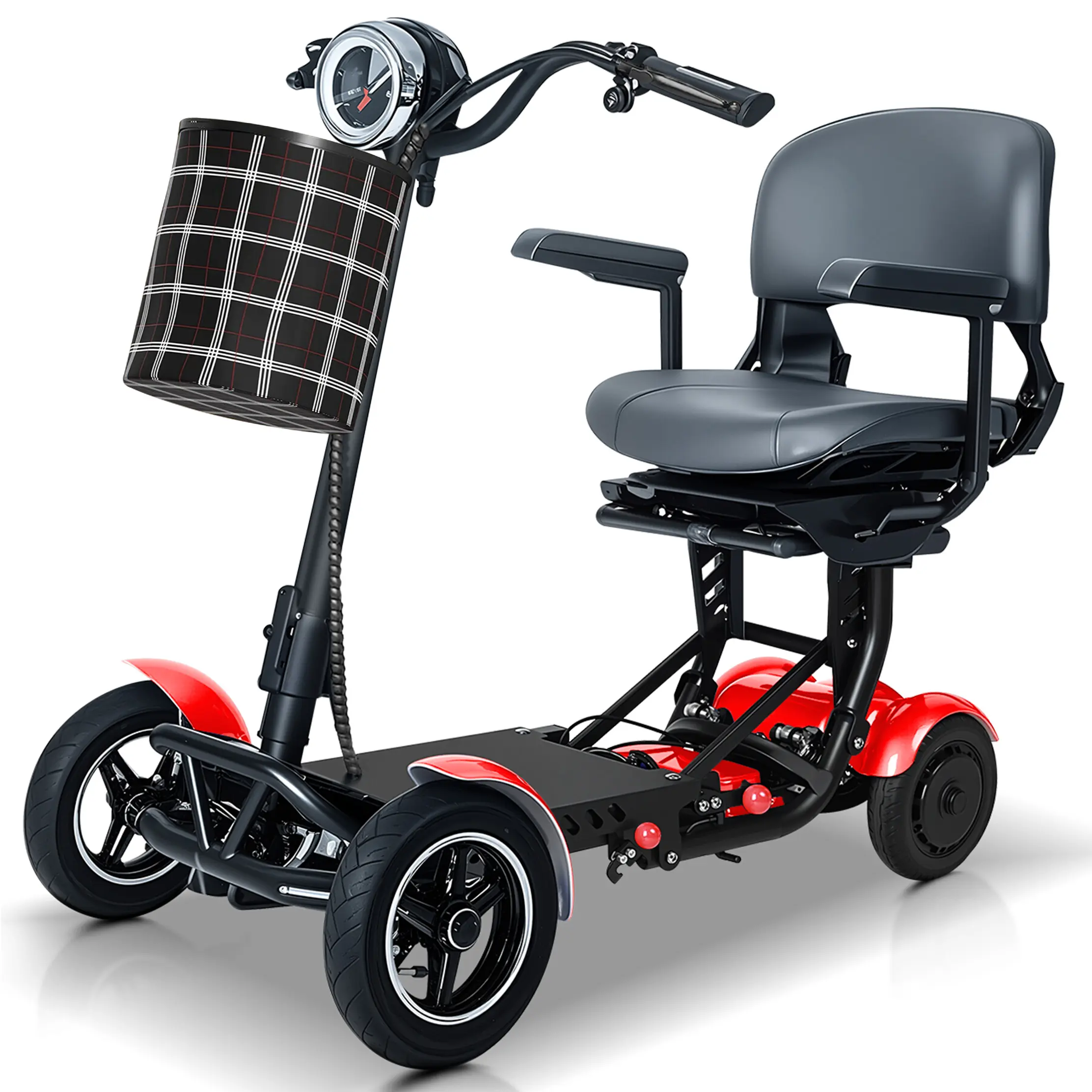 Lightweight Folding 4-Wheel Electric Mobility Scooter for Seniors, 500W Dual Motor, 11MPH Max Speed, 30-Mi Range, 3-Speed Modes, Compact Foldable Design, 11Mph Speed