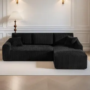109"Cloud Modular Sectional Sofa Couch with L-Shape Chaise, Boneless Couch, Modern Minimalist Upholstered Couches for Living Room Bedroom,Deep Seat Corner Couch,No Assembly Required, Black
