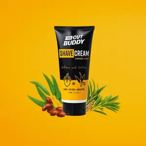 Cut Buddy Shaving Cream - Soothing Foaming Solution with Jojoba Willow Bark Eucalyptus & Tea Tree for Men 6 OZ Aftershave Cleanser & Exfoliator