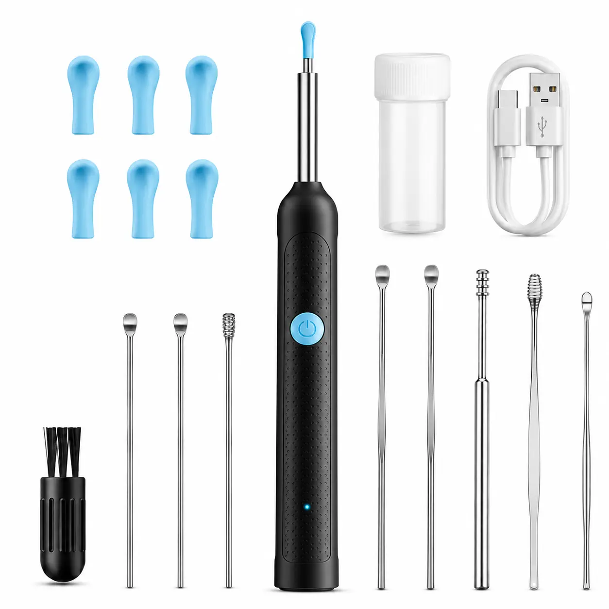Earwax Cleaning Kit with 1080P HD Camera View, Wireless Ear Cleaner with LED Light, 6 Silicone Tips, Type-C Charge Compatibility for iPhone/Android