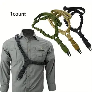 Tactical Single Point Rifle Sling 120cm Nylon Webbing with Metal Buckle for Outdoor Hunting & Recreation Safety Gifts Harness Vests Black & Green