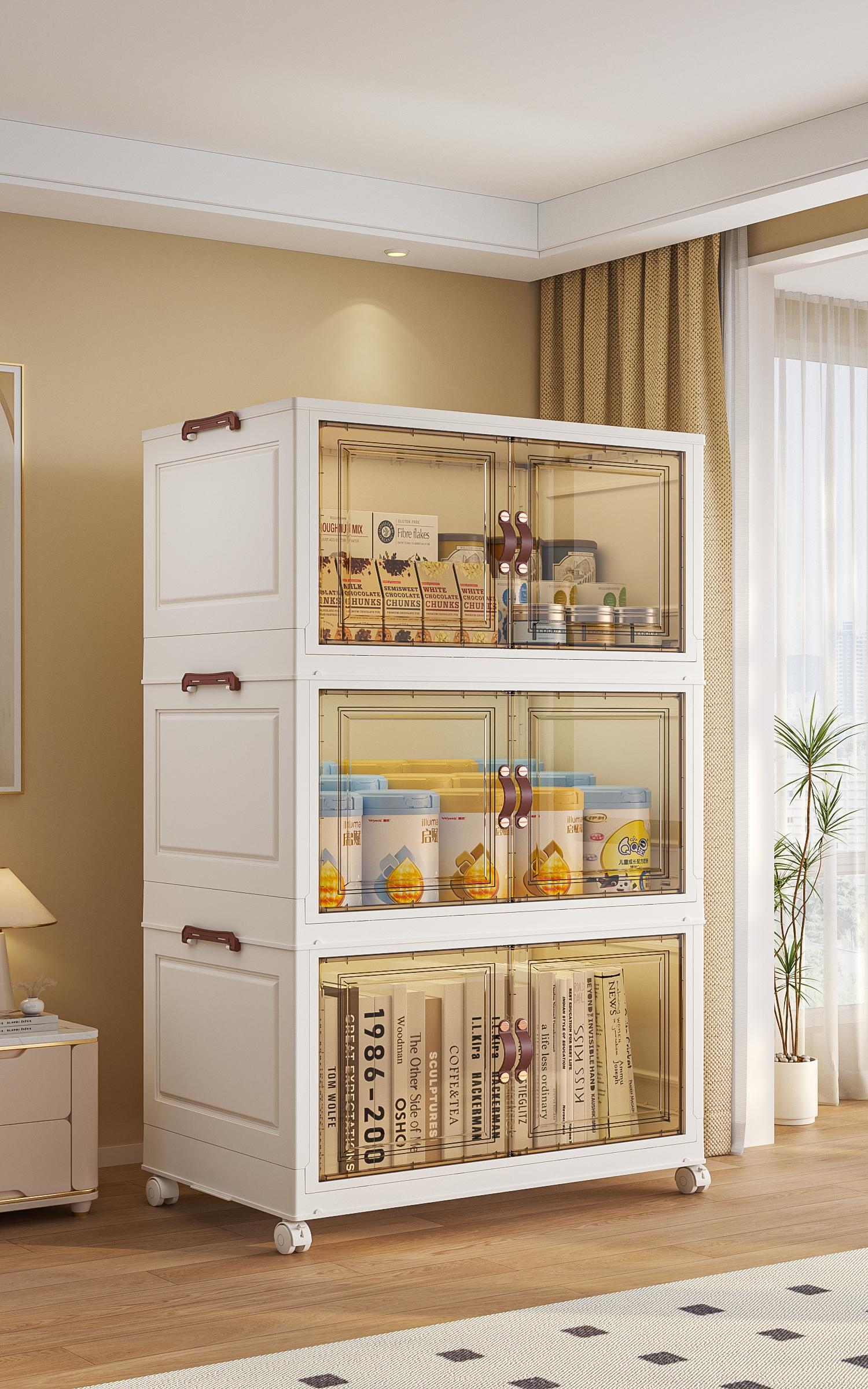 Foldable Multilayer Door stuffy ike a snack Storage Box with Lid 4-5 Layers Holders with Wheels for Kitchen Bedroom Bathroom Stackable space-saving Organizer Rolling Living Room Shoe Cabinet Footwear Organization Fridge Collapsible Bins school season cap