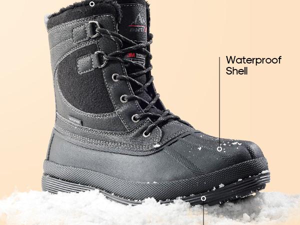 NORTIV 8 Men's Wide Fit Waterproof Winter Snow Boots