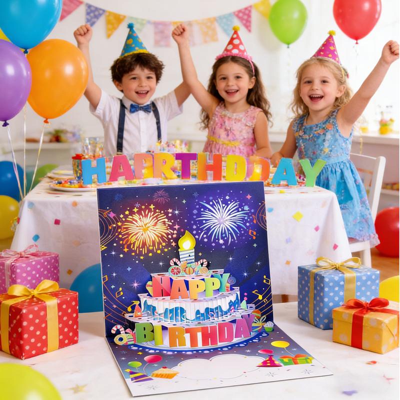 LED Light & Music 3D Pop-Up Birthday Card – Blowable Candle Interactive Greeting for Women, Men, Kids & All Occasions