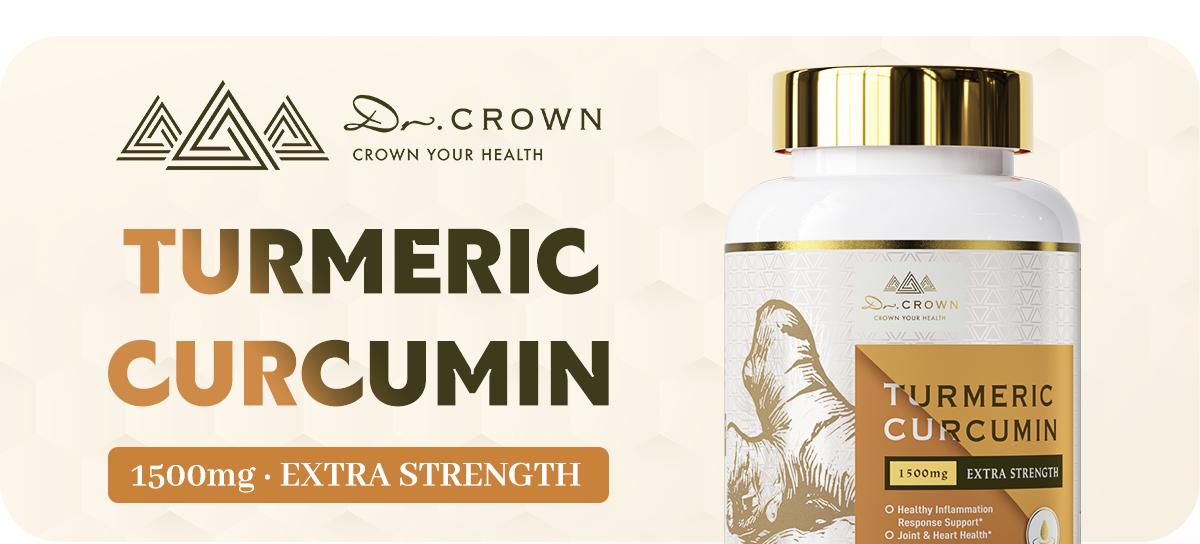 Dr. CROWN Turmeric Curcumin Supplement for Joint Support with 95% Curcuminoids, Black Pepper & MCT Oil - 120 Capsules