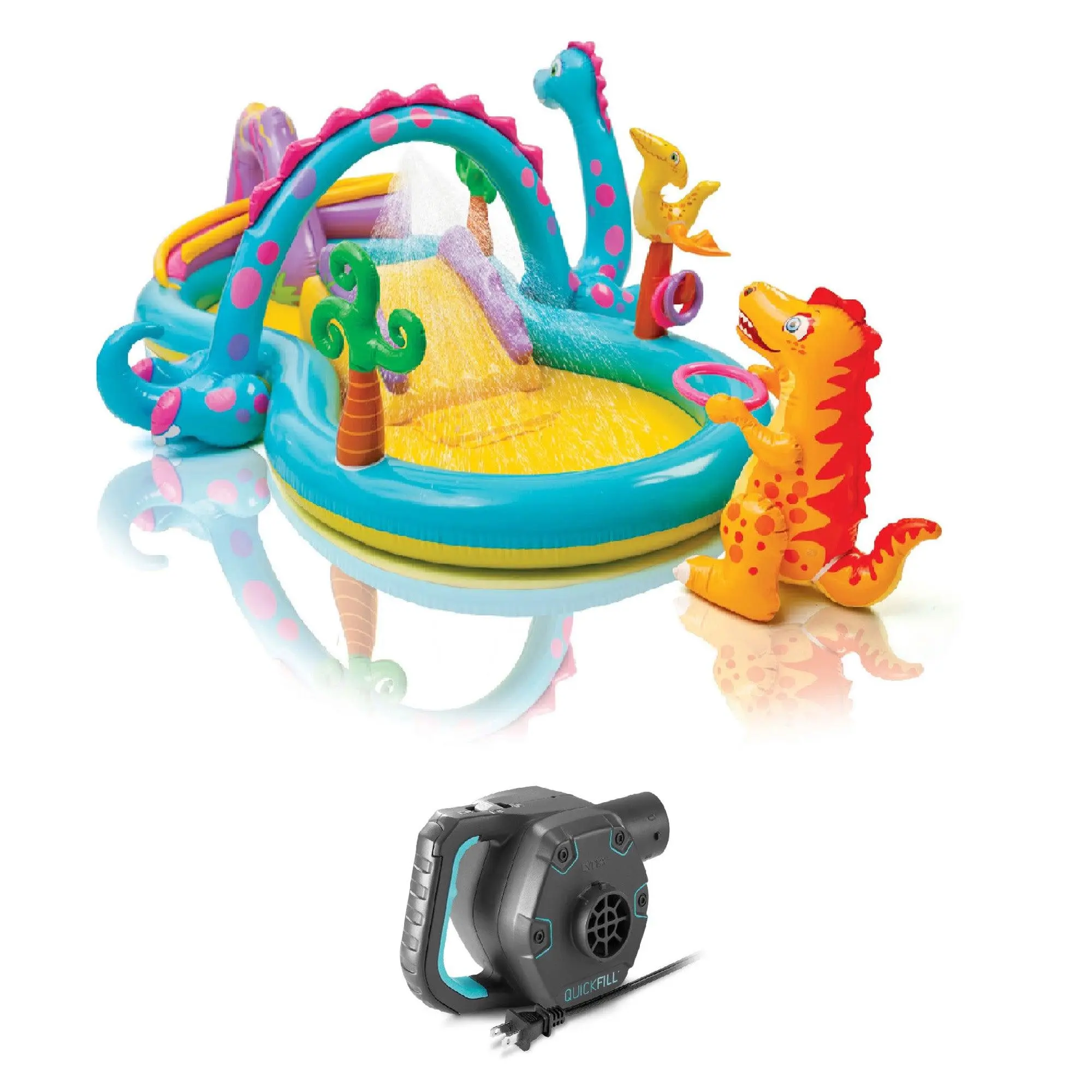 Intex 11' x 7.5' x 44" Dinoland Play Center Kiddie Swimming Pool w/ air pump Intex 11' x 7.5' x 44" Dinoland Play Center Kiddie Swimming Pool w/ air pump