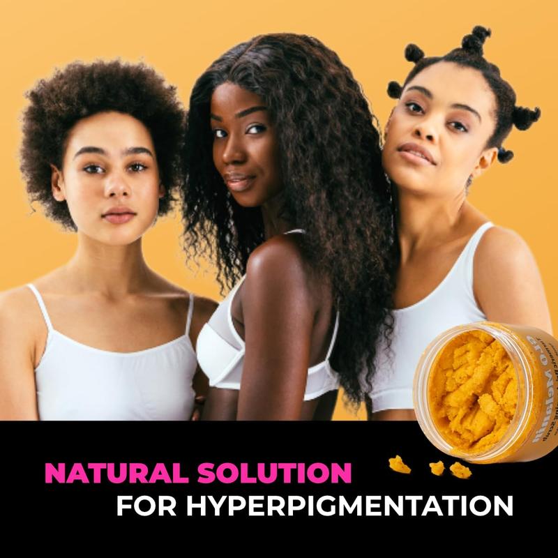 Glo Melanin Turmeric Brightening Scrub for Hyperpigmentation and Exfoliation, w/ Sea Salt & Vitamin E, 200ml