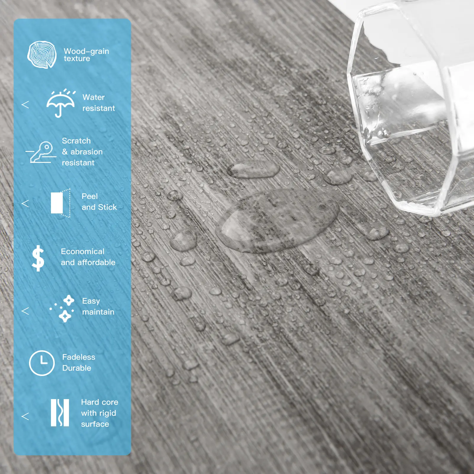 Art3d Peel and Stick Faux Wood Flooring Planks - 36-Pack, Waterproof PVC Surface, Scratch-Proof, Rigid Tough Core, Fireproof Luxury Tiles, 54 Sq.ft Coverage, Decorative Modern Flooring, Water Resistant Floors