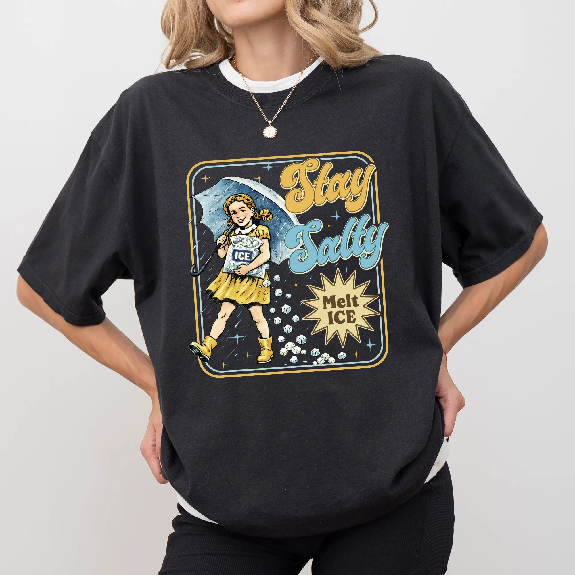 ChicCotton Stay Salty Comfort Colors Shirt, Protest T-shirt, Pro Democracy Graphic Tee, Activist Clothing, Pro Immigration Outfits,dinosaur