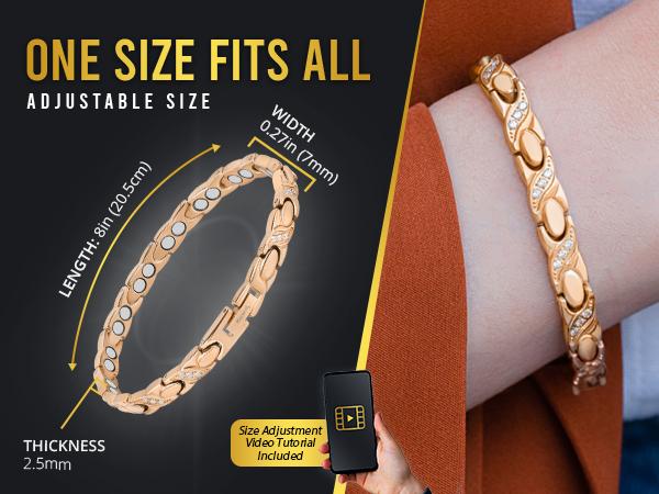 MagnetRX Women's Ultra Strength Magnetic Bracelet Crystal XO (Rose Gold)