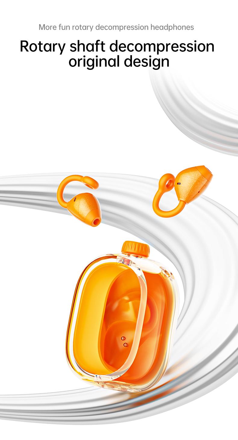 In-ear Ear Clips Wireless Earbuds, 360° Rotation decompression tool, Bluetooth 6.0 High-definition call Earphones, 30h Super Long Battery Life Headphones,suitable for work,sport, with silicone soft lanyard