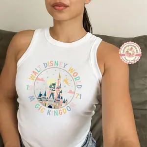 Retro Coquette Castle Baby Tee Crop Tank, Girls Trip Baby Tee, Vintage Walt World Shirt, Magic Kingdom, Girly Tee