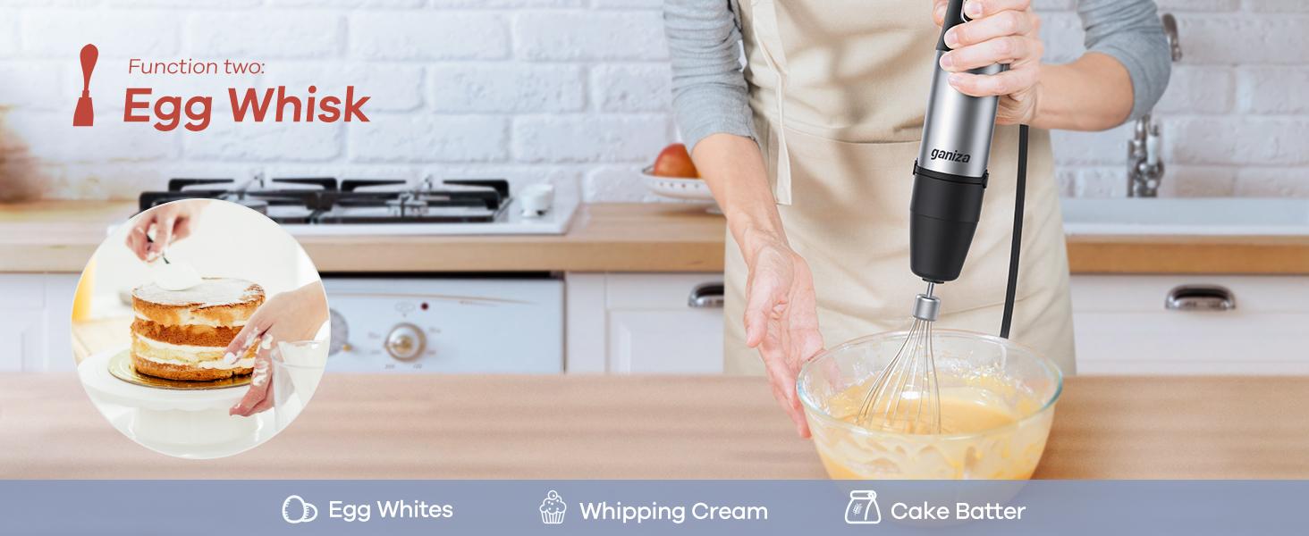 Ganiza 7 in 1 Electric Immersion Blender Handheld, Max 1000W, 15 Speed and Turbo Mode, Stainless Steel, With 1500ml Food Processor and Other 6 Pieces Blade Clean kitchenaid stand mixer frother Easy Powerful Control Fruit Juicer