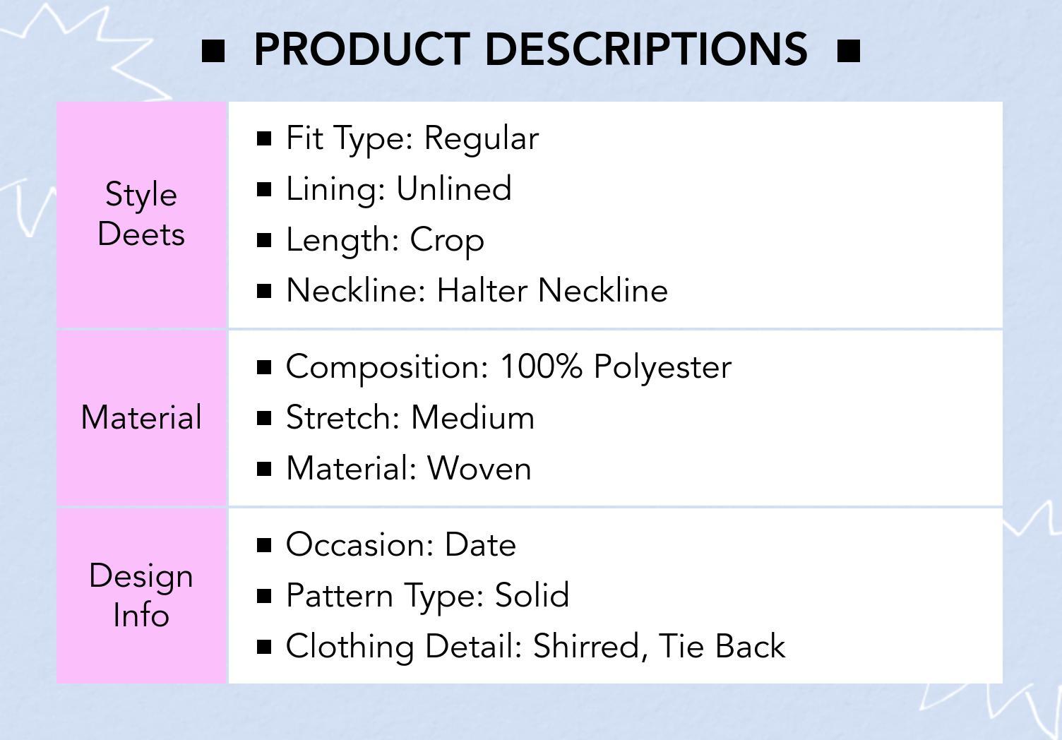 Cider [7 colors, size 0-10] Cross Halter Shirred Back Crop Top