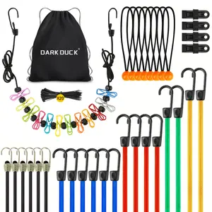 34-Piece Bungee Cord Assortment – 10" to 40" w/ Hooks + Tarp Clips & Ball Ties for Canopy, Tarps & Outdoor Use