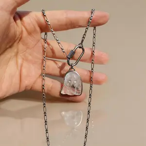 Crystal Ghost Necklace Reiki Chakra Healing 20inch | Balance Healing Energy Jewelry for Daily Wear & Reiki Practice