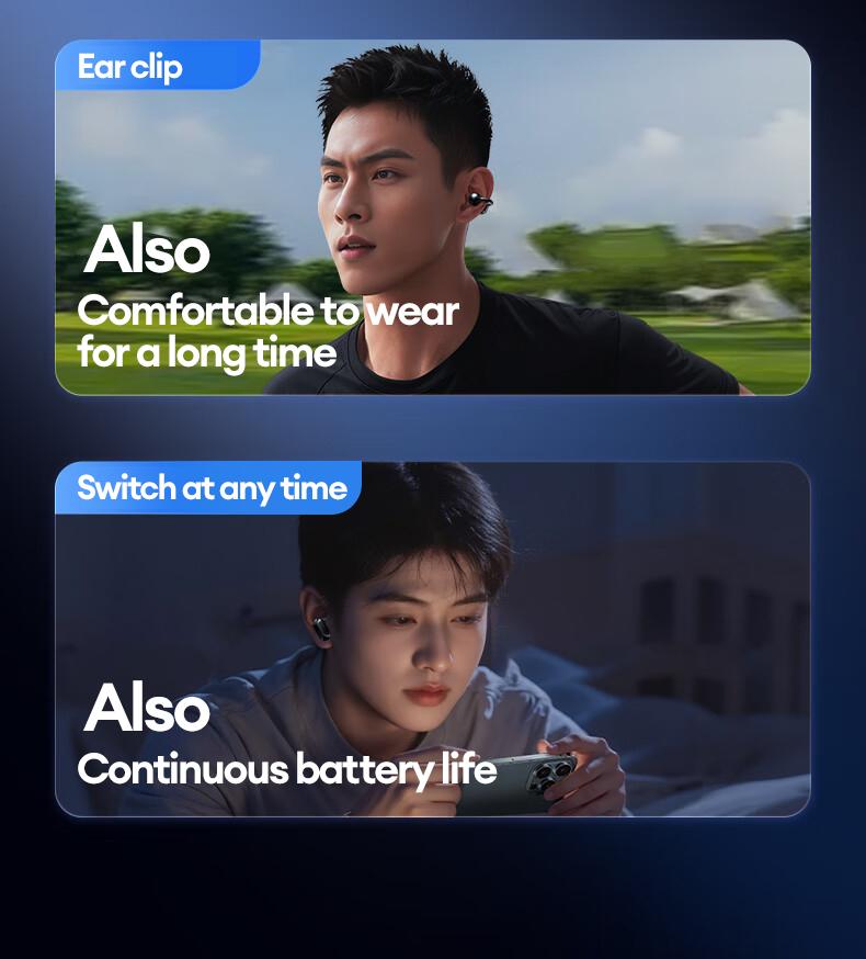 PAXA Ctbuds In-ear & clip-on 2-in-1 wireless Bluetooth Headphones, Bluetooth 6.0 ,Comfortable Wearing & IPX5 Waterproof Sports Earbuds for Work, Fitness ,Two earphones connected at the same time for uninterrupted listening ,Couple earphones