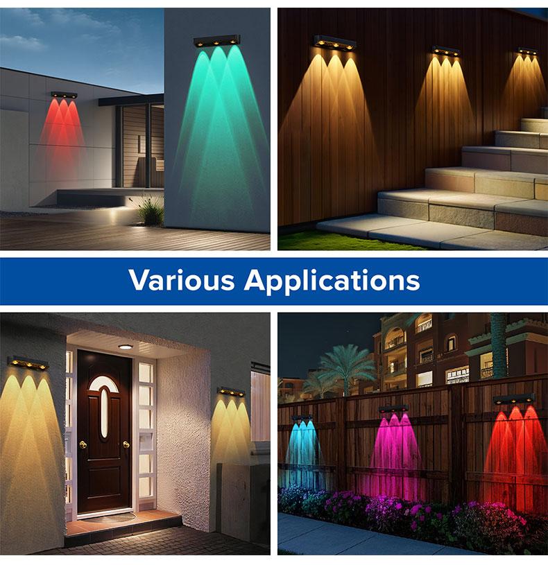 Solar Powered Fence Light Outdoor Waterproof LED Lighting with Sync Color Changing Modes, Ideal for Garden, Porch, Patio, Step, Wall, Pathway, Yard Decoration — Christmas Landscape Lights, Perfect for TikTok Shop Black Friday Deals