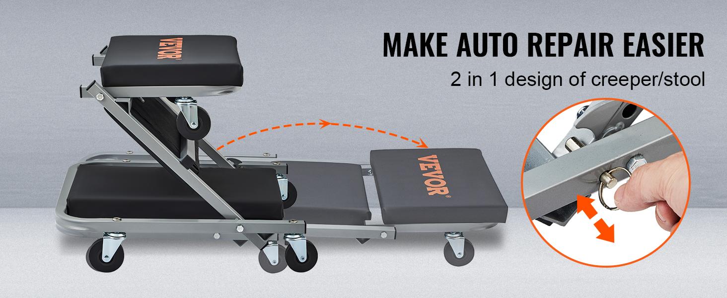 VEVOR Z Creeper Seat Rolling Chair, Adjustable Chair, Various specifications, Auto Mechanics Shop Garage Work Stool, Creeper Seat