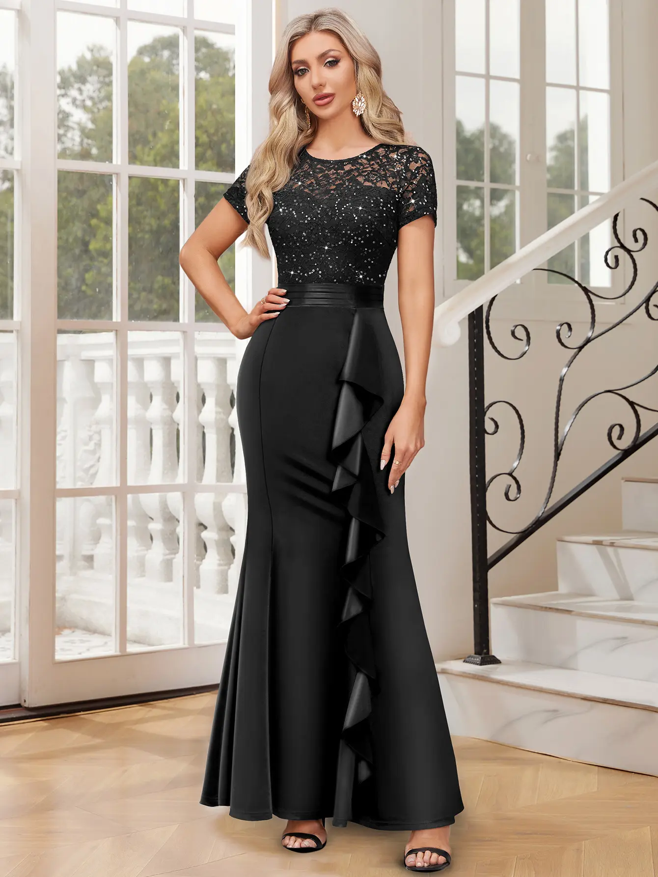 strapless open back dress Nox Anabel R1688 Long A Line Layered Formal Prom Dress – The Dress Outlet main image 1