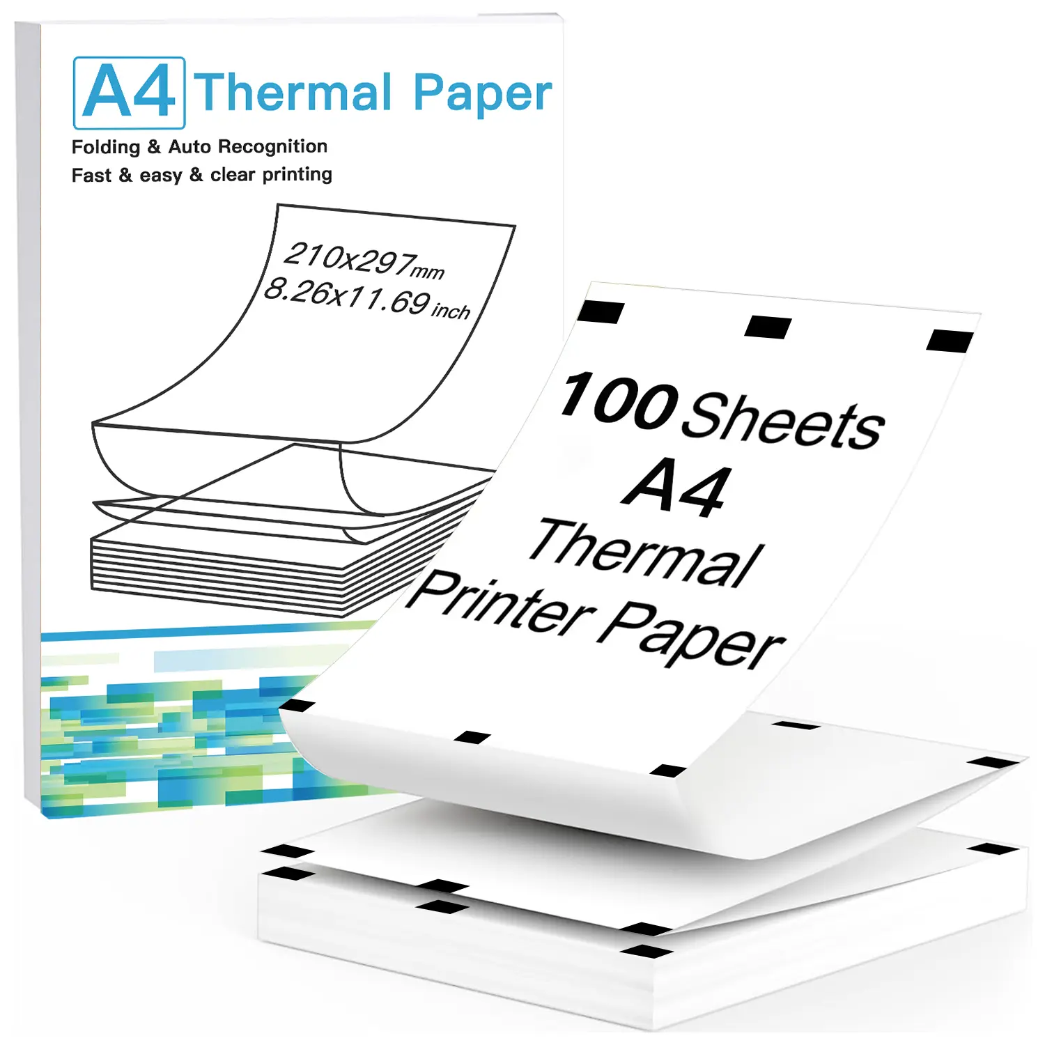 100/200pcs Continuous Thermal A4 Printing Paper, 297mm X 210mm Continuous Thermal A4 Thermal Paper, Multipurpose Thermal Paper Suitable for A4 Portable Thermal Printers, Suitable for Home, School, and Office Printing