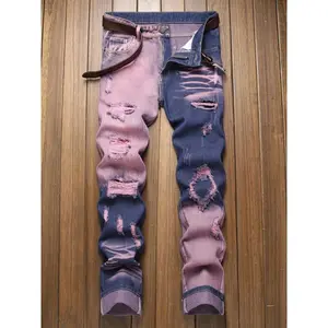 Slim Fit Ripped Jeans, New Year physical exercise Men's Casual Street Style Distressed Jeans men  jeans