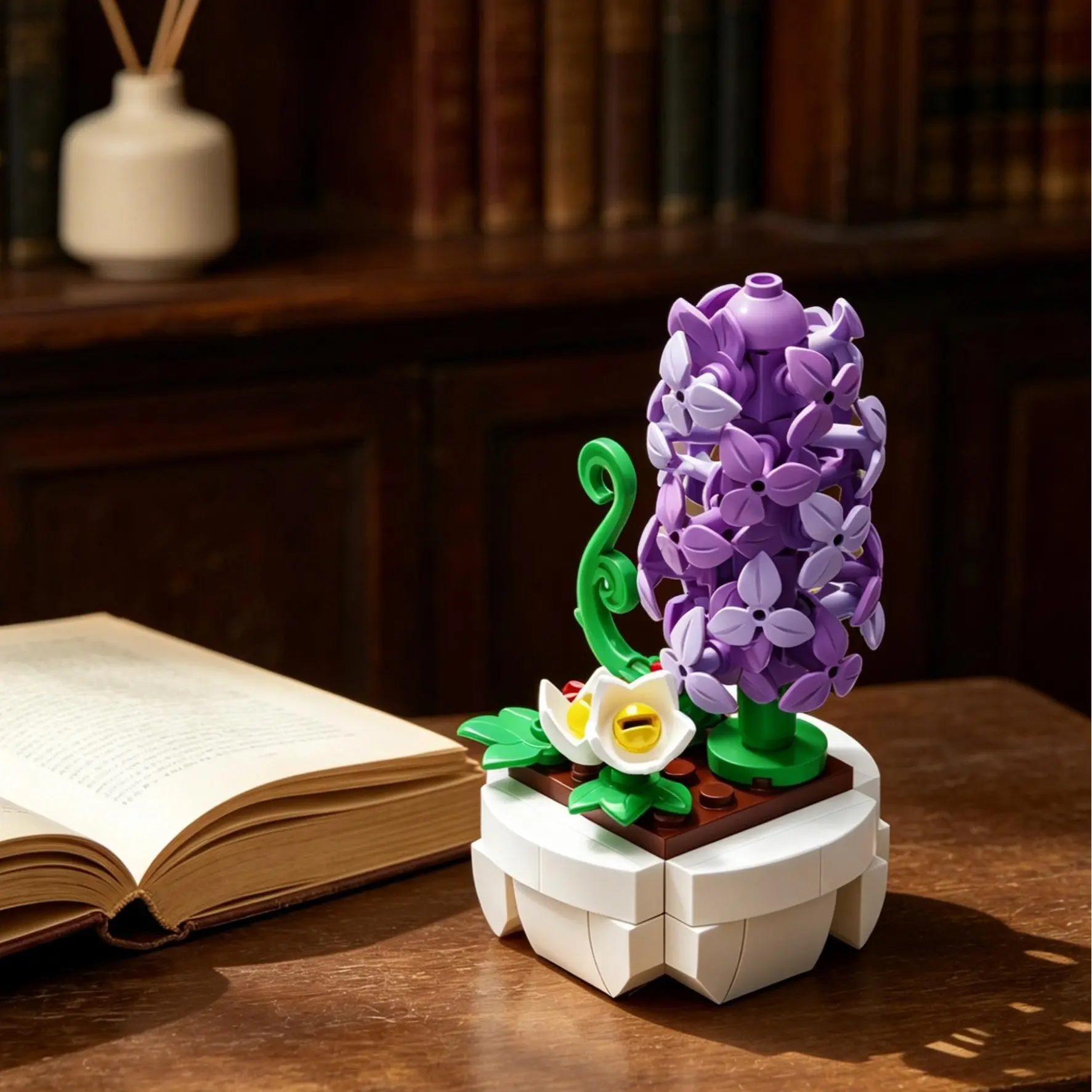 Eternal Rose Building Block Flower with Pot – DIY Artificial Floral Home Desk Shelf Decor Ornament, Romantic Forever Bloom Gift for Her Girlfriend Mom Wife Birthday Valentine Anniversary Christmas