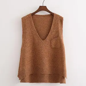 Women's Knitted Vest Spring And Autumn Plus Size Sleeveless Sweater Waistcoat Tops Outerwear Waistcoat