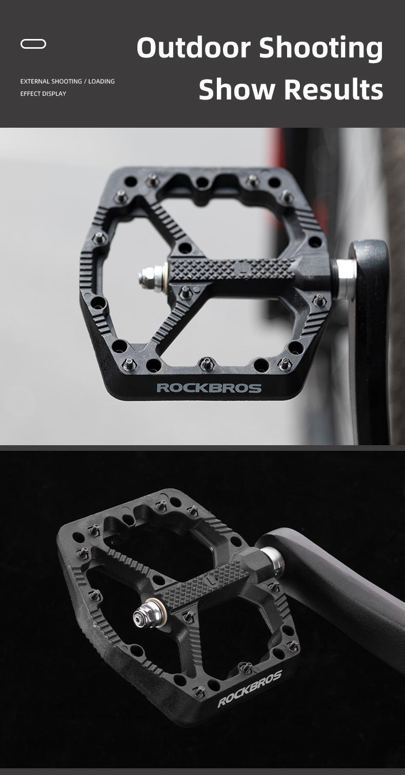 ROCKBROS Mountain Bike Pedals Flat MTB Pedals Nylon Fiber Bicycle Platform Pedals
