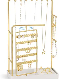 ProCase Jewelry Stand Holder Organizer, Jewelry Display Storage with Ring Tray,