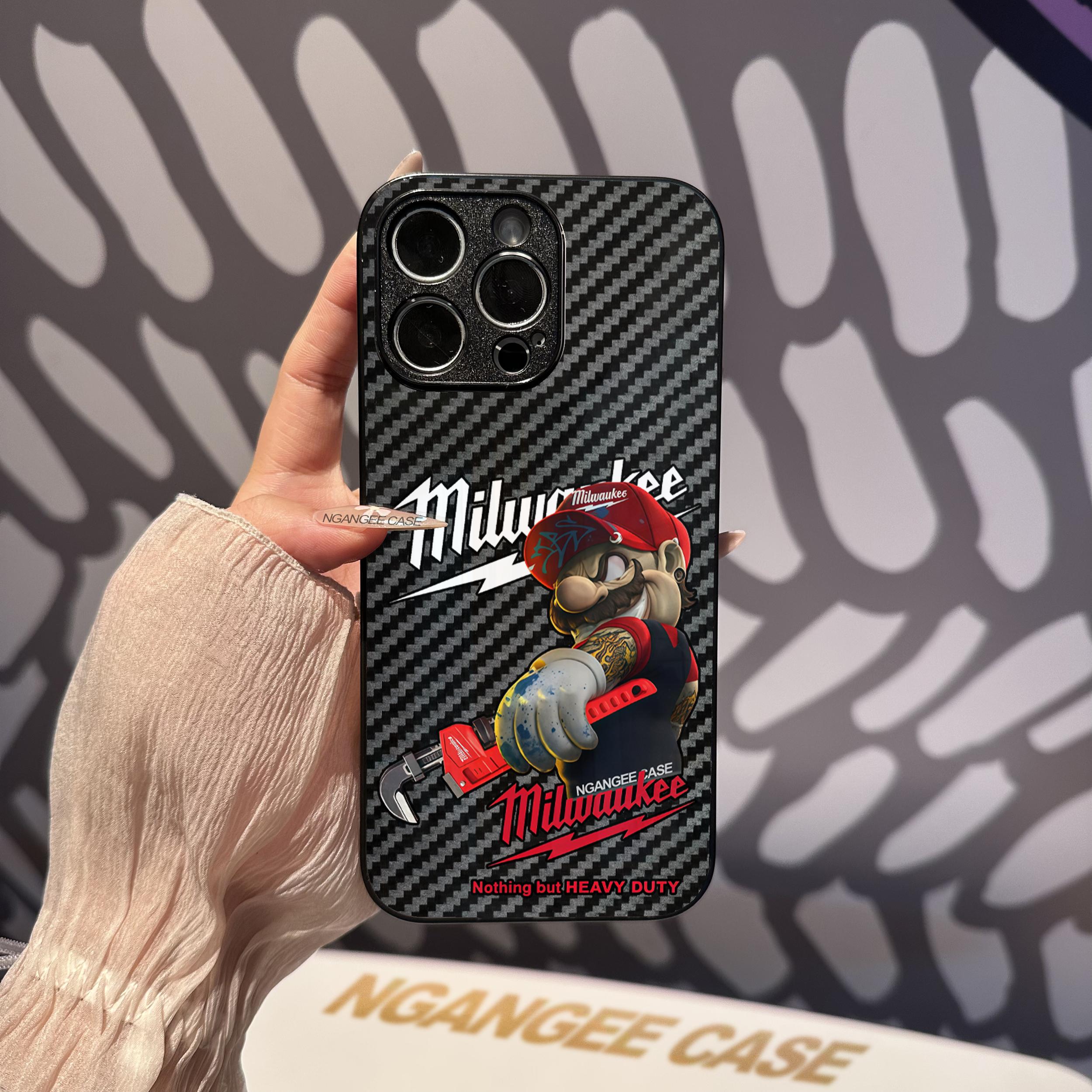 MilwauKee Phone Case for iPhone 16, 15, 14, 13, 12, 11, X, XS, PRO, PLUS, MAX & Samsung Galaxy S26 S25 S24 S23 S22 S21 Ultra Plus | Cool Glass Carbon Fiber Phone Casee #IPMK1