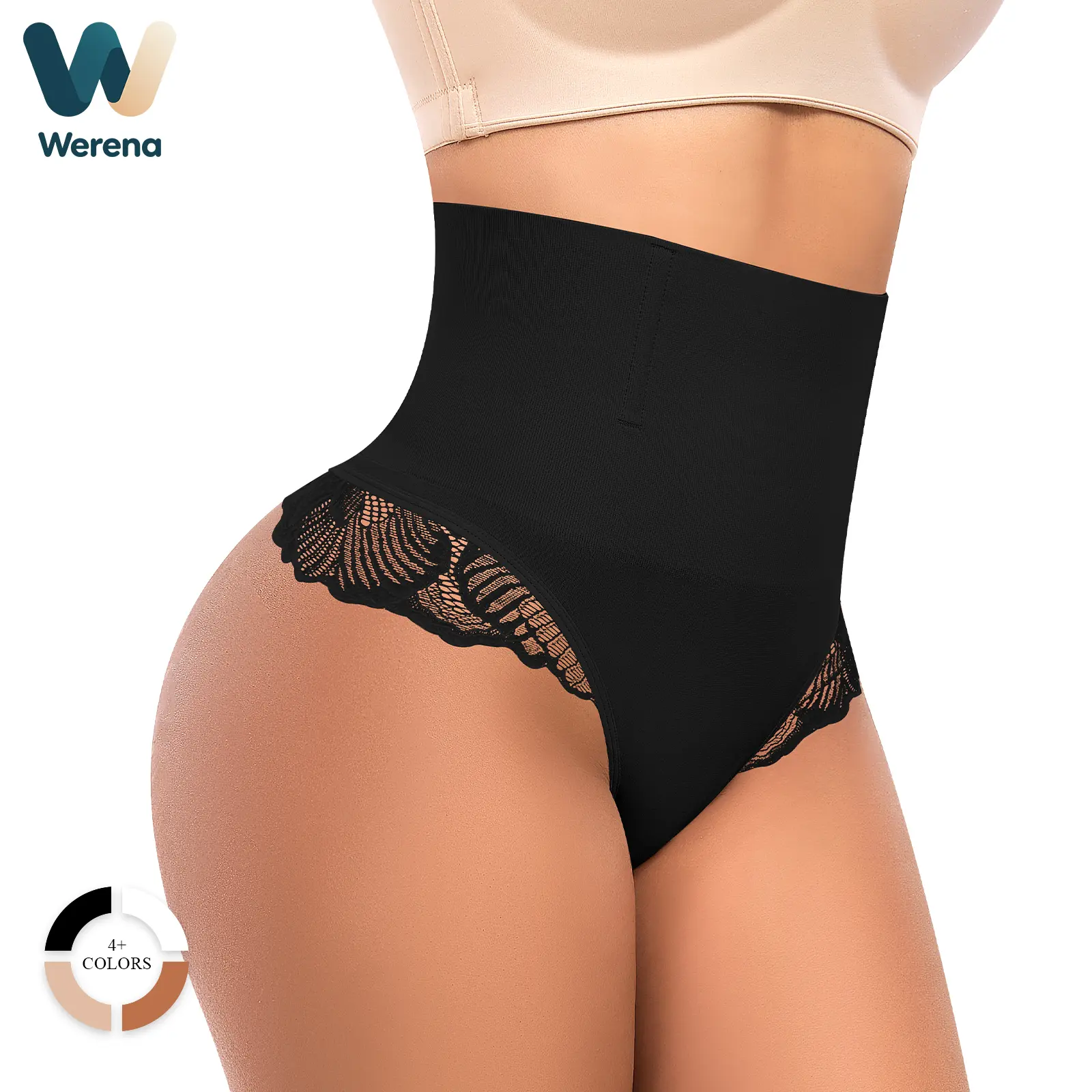 Werena Tummy Control Thong for Women Seamless Lace Shapewear Body Shaper Under Dress with Shaping Fit