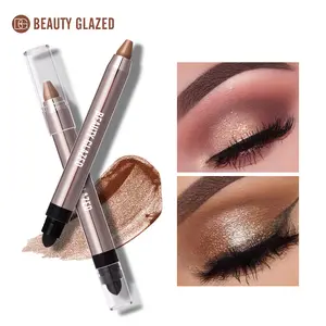 BEAUTY GLAZED 6-Color Smokey Eyeshadow Stick with Double-Ended Shimmery Highlighter - Waterproof Matte & Shimmer Formula, Easy-Glide Applicator, 6-Shade range for day to night Makeup Looks (Natural, Buildable Coverage)