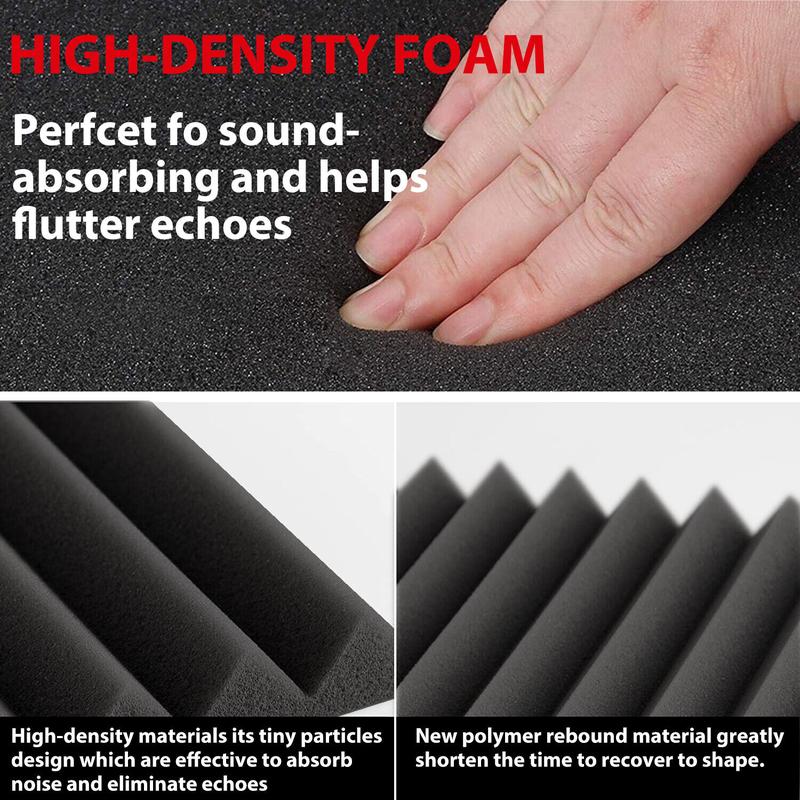12/24/48PCS Black/White Acoustic Foam Panel Wedge Studio Soundproofing Wall Tiles, Sound Absorbing Panels For Ceiling Reading Room Meeting Room Study Library Club Cinema Music 12"X12"X1"