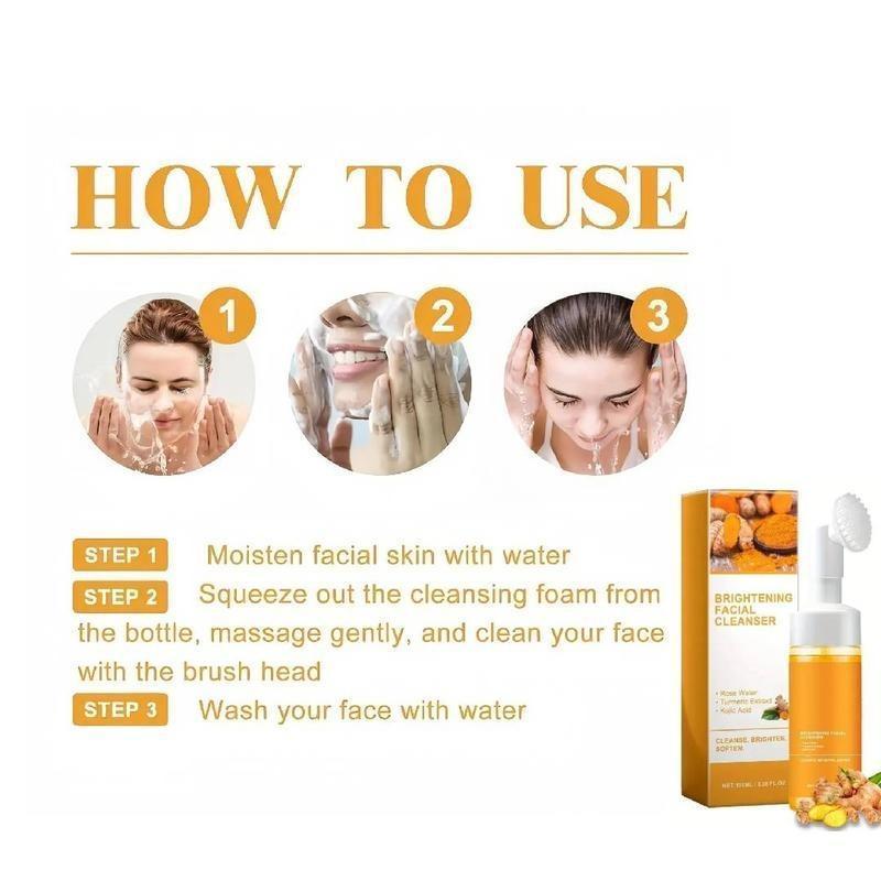 Turmeric Wash and Care two PieceSet, TurmericCleansing Mousse, Turmeric SoapFacial Cleansing Skincare FacialCleansing Cleanser Facial Wash Comfort
