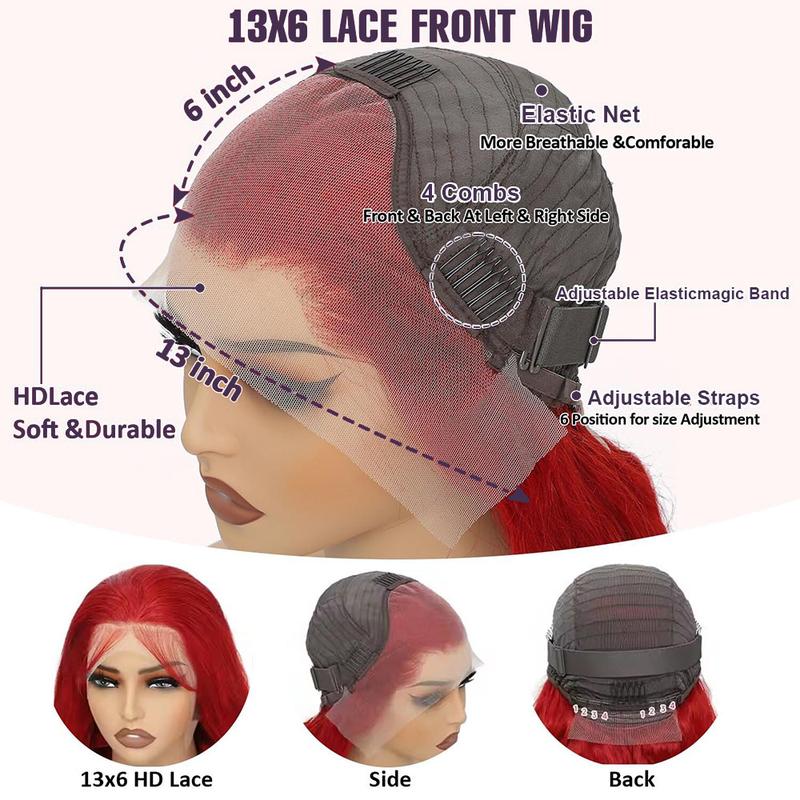 Black Friday [28Inch Only $99.99] Stybee Red Body Wave Human Hair Wigs 200% Density HD Glueless 13x6 HD Lace Frontal Wigs Colored Wigs 613 Blonde Ginger Pink Red 40inch Long Wigs