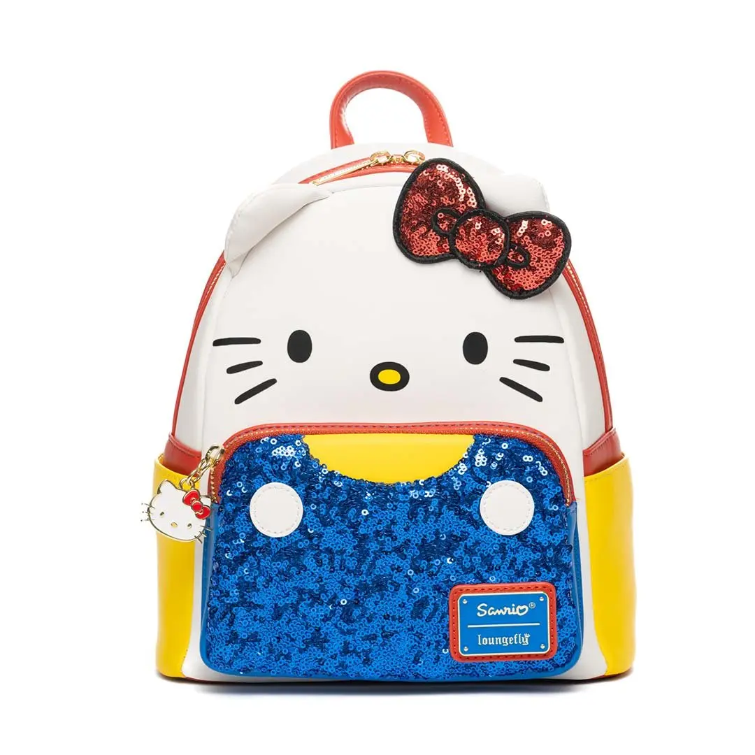 Loungefly Sanrio Hello Kitty Faux Leather Cosplay Mini Backpack with Sparkling Sequins, Functional Collectible - 707 Street Exclusive, Sparkle, Collectibles, Classic, Casual Wear, Cartoon Character, Graphic Print, Adjustable Strap, Adults
