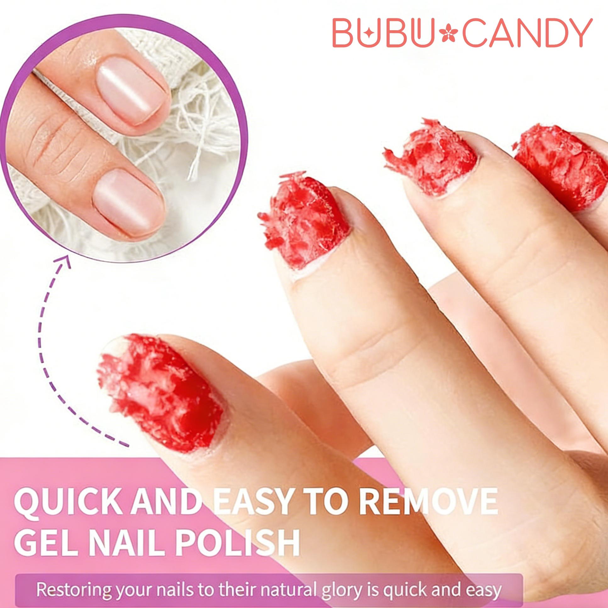 BUBUCANDY 15ML Gel Nail Polish Remover GN-03W Professional Quick 3-5 Minute Removal No Soaking or Wrapping Easy Nail Care Solution