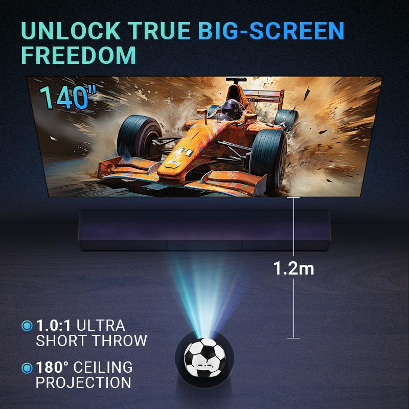 Soccer Shaped 4K Projector, Portable Mini Projector for Outdoor Movies, Home Theater, & Gaming | Android TV, HD Supported, USB/HDMI Compatible | Great Gift for Sports Fans Soccer Shaped 4K Projector, Portable Mini Projector for Outdoor Movies, Home Theater, & Gaming | Android TV, HD Supported, USB/HDMI Compatible | Great Gift for Sports Fans