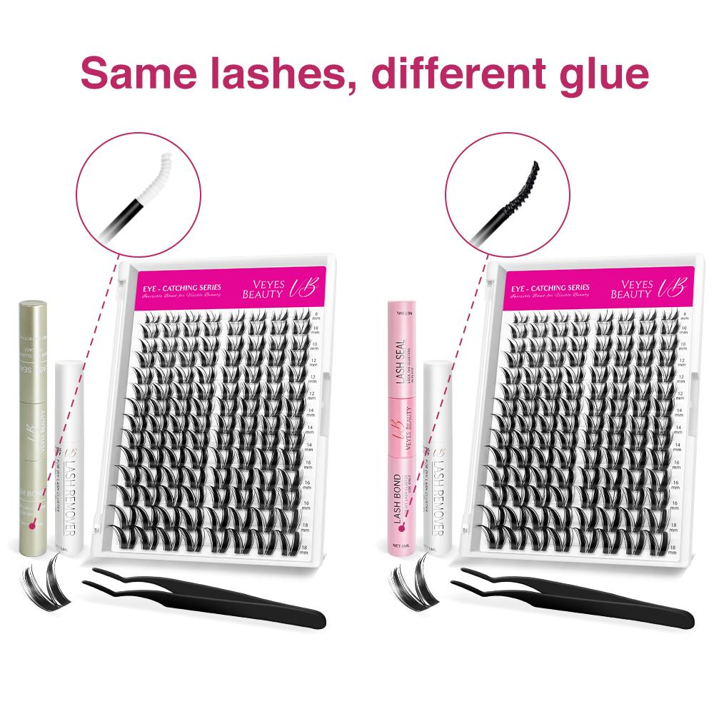 VEYESBEAUTY VB-Bunny Cluster Lashes 100% Handcrafted Ultra-thin Extremely Fine Invisible Band False Eyelash Wispy Faux Mink Lash Mixed Length DIY Eyelash Extension for Self Makeup Cosmetic Application at Home