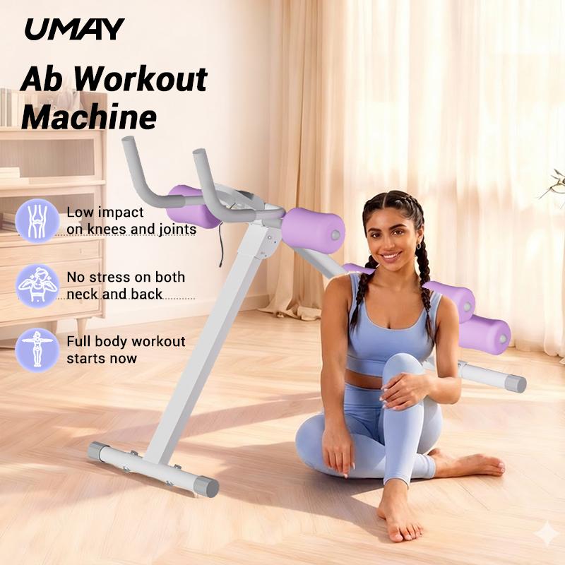 UMAY Ab Workout Machine, Adjustable Ab Trainer for Abs Workout at Home Gym, Foldable, Knee Protection, Abdominal Trainer for Stomach Workout