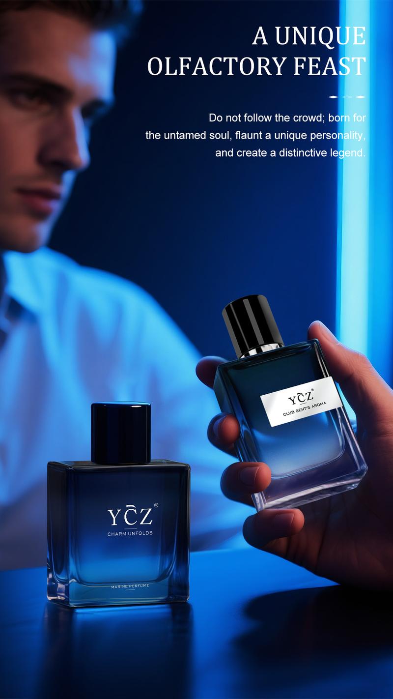 YCZ Men's Cologne Duo 2x50ml - Midnight Marine Oriental Woody & Club Aromatic Wood, Long Lasting Edp Spray for Outdoor & Nightclub, Perfect Gift Edp Scents High Quality Fragrance Fragrances Perfumes Fragrance Sandalwood Cosmetics