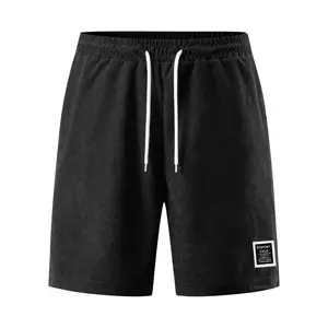 Men’s Summer Corduroy Knee-Length Shorts — Loose Fit, Drawstring, Casual, Suitable for Home and Outdoor Wear Black essential shorts shorts for summer