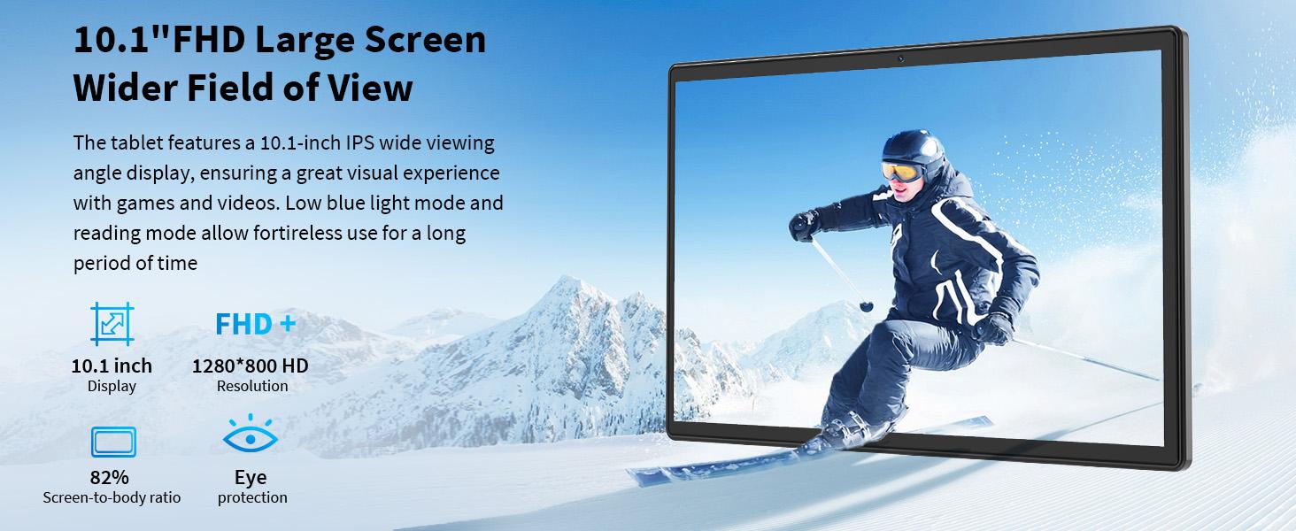 【TikTokShopSpringGlowUp】Relndoo Android 14 Tablet 10.1 inch with 16(8+8)GB+128GB, Face Unlock, Set with Keyboard, Mouse, Case, Stylus, Supporting Multitasking