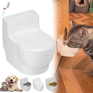 Toilet Water Bowl for Cats, Stainless Steel Cat Toilet Water Bowl, Wall Mounted Toilets Waters Dispenser for Cats Dogs, Funny Toilets Puppy Kitten Food Bowls, for Pet Supplies