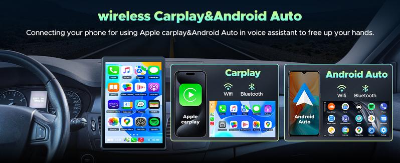 【Valentines】LAMTTO 7-Inch Wireless CarPlay Screen, Portrait & Landscape Display, CarPlay/Android Auto Compatible, AUX/Bluetooth/Speaker Output, Perfect Upgrade for Older Cars